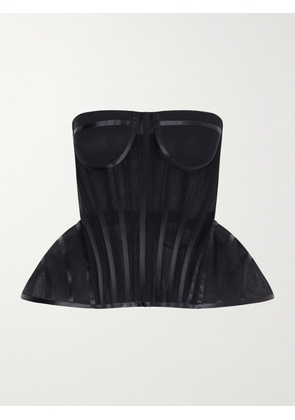 Carolina Herrera - Strapless Tulle Bustier Top - Black - US0,US2,US4,US6,US8,US10
