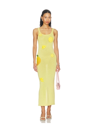 Leslie Amon Citron Tank Knit Maxi Dress in Lemon. Size S. Also in M, L, XL.