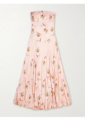 Emilia Wickstead - Printed Crinkle-satin Midi Dress - Pink - UK 4,UK 6,UK 8,UK 10,UK 12
