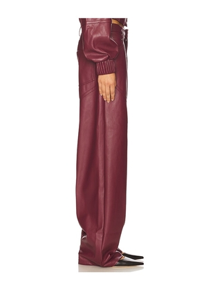 ROTATE Mid Waisted Piping Pant in Burgundy. Size 38. Also in 36, 42.