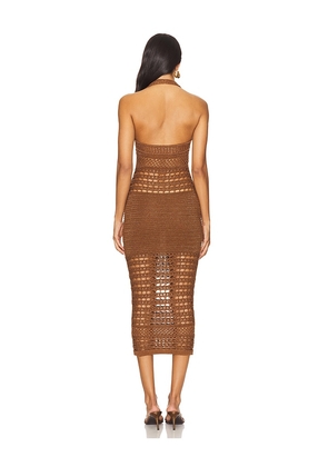 retrofete Jaycee Crochet Dress in Brown. Size S. Also in XS, M, L.