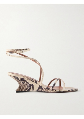 Paris Texas - Nina Snake-effect Leather Wedge Sandals - Animal Print - IT36,IT36.5,IT37,IT37.5,IT38,IT38.5,IT39,IT39.5,IT40,IT40.5,IT41,IT41.5,IT42
