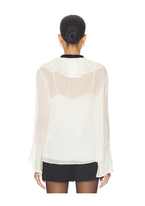 Polo Ralph Lauren Crinkle Long Sleeve Top in Cream. Size 00. Also in 0, 4, 6, 8.