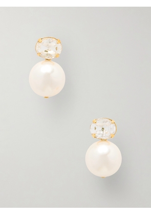 Jennifer Behr - Nina Gold-tone Crystal And Pearl Earrings - Neutrals - One size