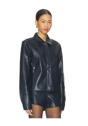 SNDYS Faux Benny Faux Leather Jacket in Navy. Size L. Also in M, S, XL, XS, XXL, XXS.