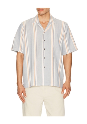 PEREGRINE Quay Cuban Collar Shirt in Baby Blue. Size S. Also in M, L, XL/1X.