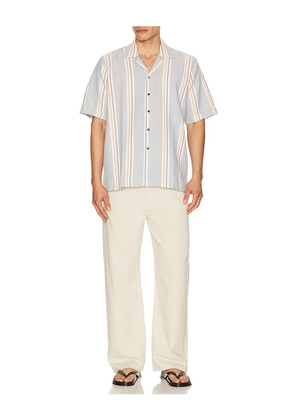 PEREGRINE Quay Cuban Collar Shirt in Baby Blue. Size S. Also in L, M, XL/1X.