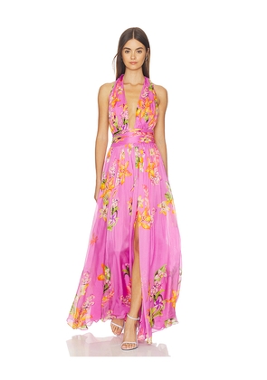 ROCOCO SAND Back Ties Maxi Dress in Fuchsia. Size S. Also in XXS, XS, M, L, XL, XXL.