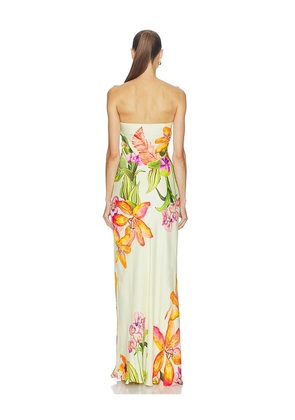 ROCOCO SAND Strapless Maxi Dress in Lemon. Size S. Also in XXS, XS, M, L, XXL.