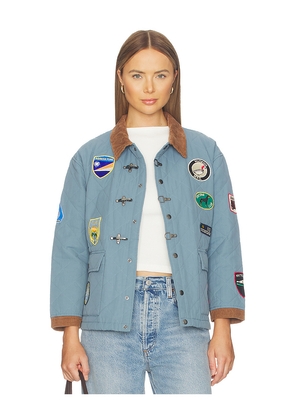 Found Farmstead Quilt Patch Jacket in Blue. Size XS. Also in S, M, L, XL/1X.