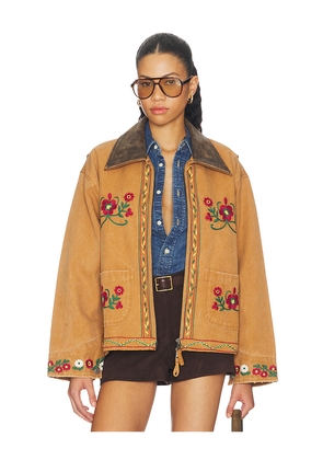 Found Canvas Embroidered Work Jacket in Cognac. Size XS. Also in S, M, L, XL/1X.
