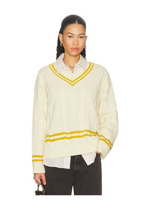 Found Cricket V Neck Sweater in Cream,Mustard. Size XS. Also in S, M, L, XL/1X.