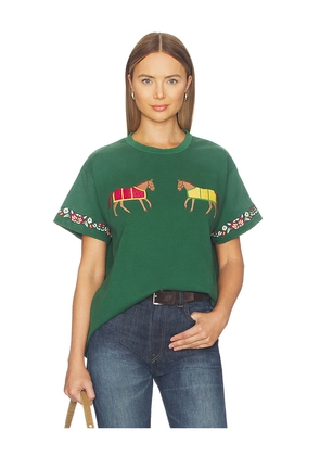 Found Embroidered Horse Equine Tee in Green. Size XS. Also in S, M, L, XL/1X.