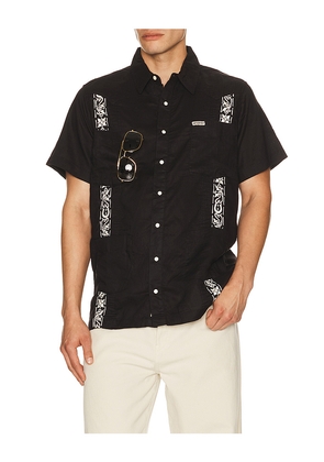 Sendero Provisions Co. Caballero Guayabera Shirt in Black. Size S. Also in M, L, XL/1X.