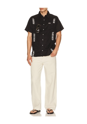 Sendero Provisions Co. Caballero Guayabera Shirt in Black. Size S. Also in L, M, XL/1X.