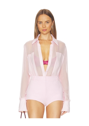 SANS FAFF Flore Silk Shirt in Pink. Size XS. Also in S, M.