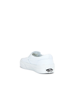 Vans Kids Classic Slip-on in White. Size 11. Also in 11.5, 12, 12.5, 13, 1, 2.5.