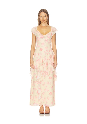 Tularosa Jessalyn Maxi Dress in Lemon,Rose. Size XS. Also in L, M, S, XL, XXS.