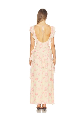 Tularosa Jessalyn Maxi Dress in Lemon,Rose. Size XS. Also in XXS, S, M, L, XL.