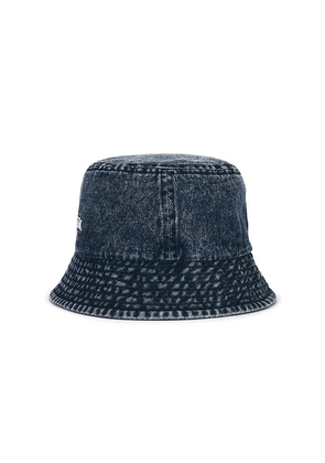 VERUTUM Lettering Denim Bucket Hat in Blue.