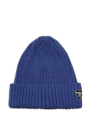 Undercover ribbed-knit heart-patch beanie hat - Blue