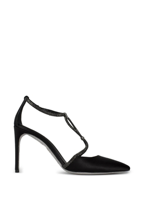 René Caovilla crystal-embellished satin pumps - Black