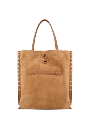 Zanellato stud-embellished suede tote bag - Neutrals