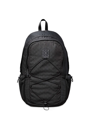 Calvin Klein monogram-pattern bungee-cord backpack - Black
