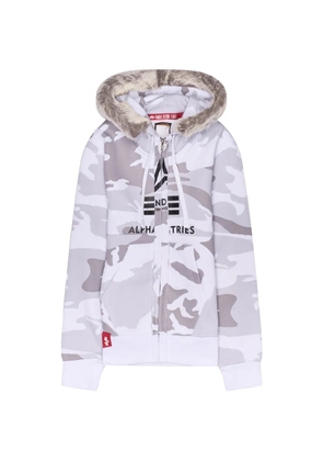 PROTOTYPES camouflage-print fur-trimmed hoodie - White