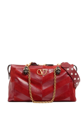Valentino Garavani Panthea medium shoulder bag in suede and nappa with Chevron motif - Red