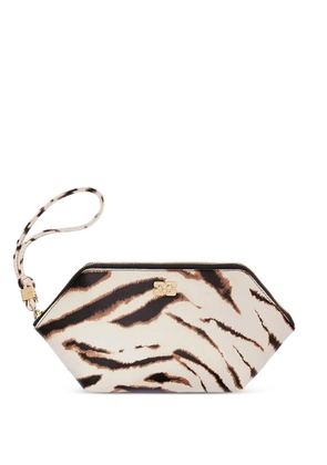 GANNI Bou zebra-print clutch bag - Neutrals