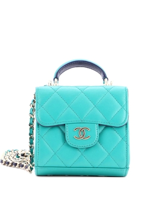 CHANEL Pre-Owned Square Classic Flap Top Handle Clutch with Chain Quilted Lambskin crossbody bag - Green