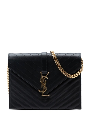 Saint Laurent Pre-Owned 2014 Chevron Calfskin Classic Monogram Envelope crossbody bag - Black
