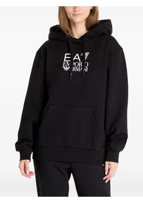 Ea7 Emporio Armani logo-print drawstring hoodie - Black