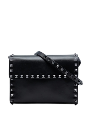 Valentino Garavani Pre-Owned 2000-2017 Small Vitello Monochrome Rockstud Flap crossbody bag - Black