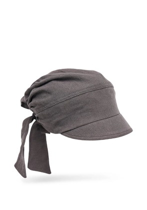 Open YY tie-up linen hat - Grey