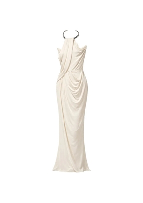 Amen draped halterneck dress - White