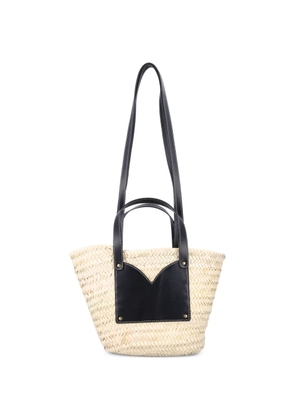 Sessùn leather-trim woven tote bag - Neutrals