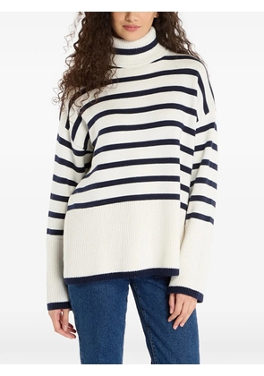 GUESS USA stripe-pattern roll-neck sweater - White
