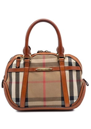Burberry Pre-Owned 2000-2017 Small Leather Trimmed House Check Canvas Bridle Orchard satchel - Brown