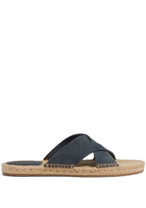 Zegna crossover-strap suede espadrilles - Blue