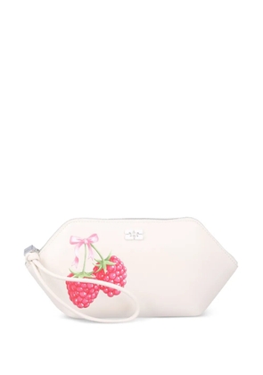 GANNI Bou raspberry-print pouch - Neutrals