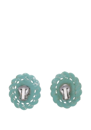 Vintage floral crystal-embellished earrings - Blue