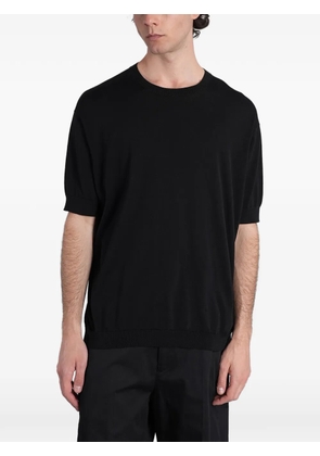 Greyed ribbed-trim short-sleeve T-shirt - Black