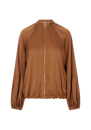 Fabiana Filippi pleated-sleeve zip-up jacket - Brown
