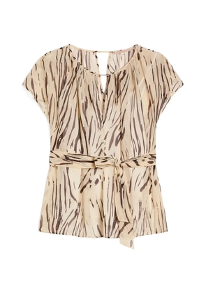 Pennyblack zebra-print belted blouse - Neutrals