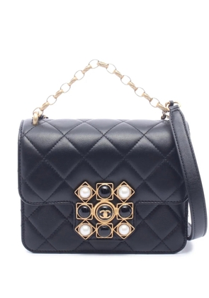 CHANEL Pre-Owned 2020 CC Quilted Calfskin Onyx Pearl Mini Flap Bag crossbody bag - Black