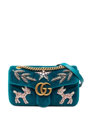 Gucci Pre-Owned 2016-2025 Medium GG Marmont Matelasse Velvet Embellished shoulder bag - Blue