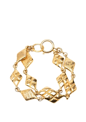 CHANEL Pre-Owned 20th Century Gold Plated Quilted Diamond Shape Double Chain Bracelet costume bracelet