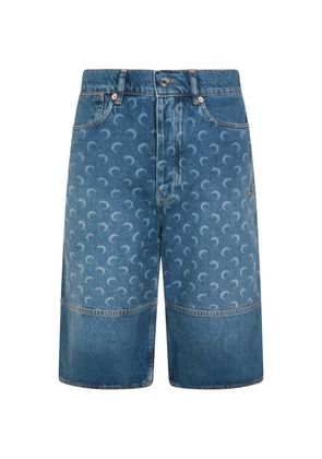 Marine Serre Moon-print panelled shorts - Blue